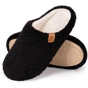 New EverFoams Womens Size 5-6 Black Slippers Soft Comfy Memory Foam House Shoes